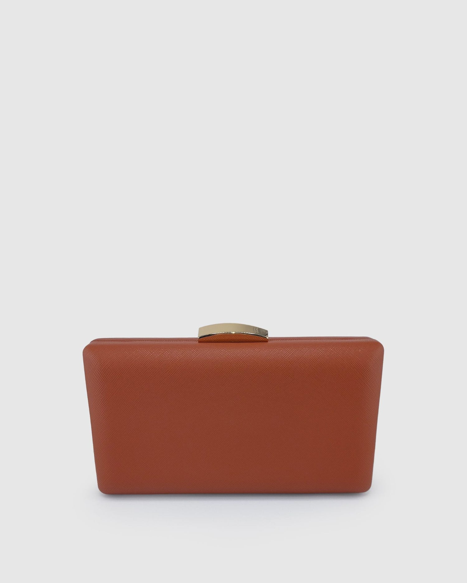 Izoa Bianca PU Leather Clutch in Cocoa