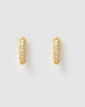 Izoa Coco Huggie Earrings Gold Clear