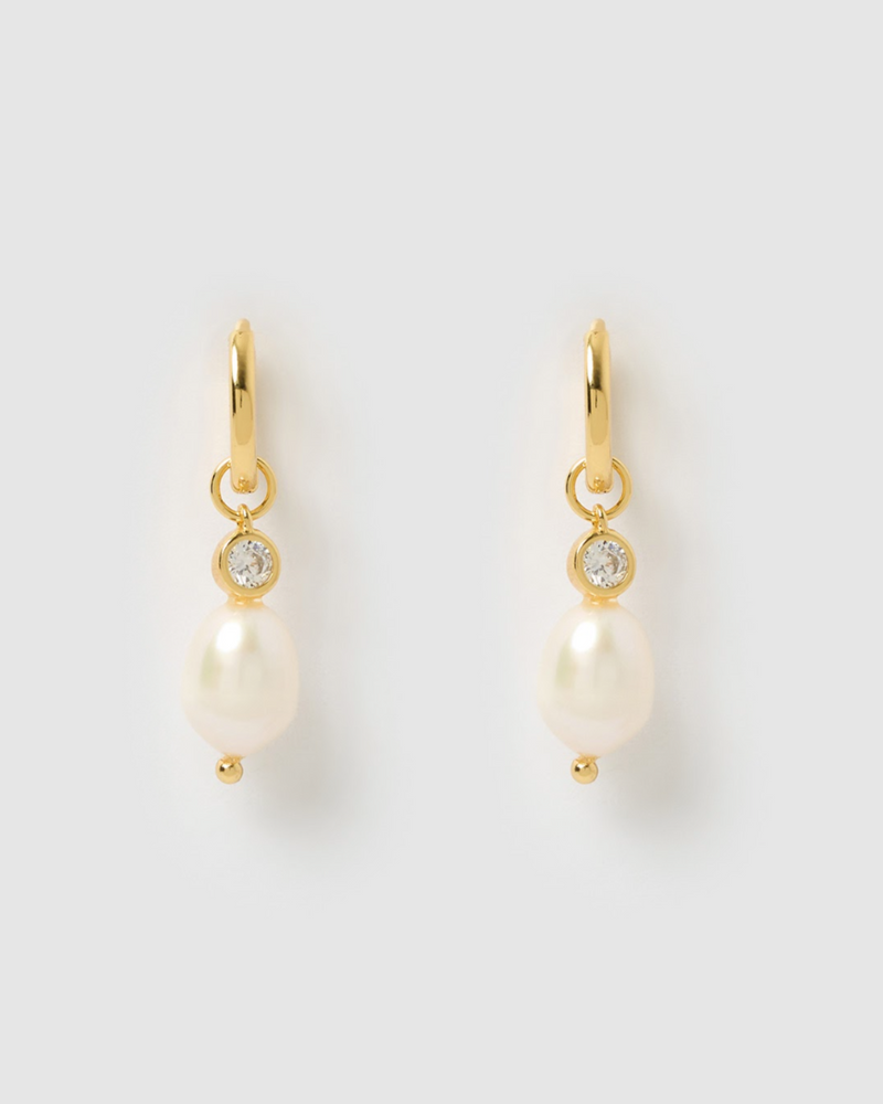 Izoa Dashiell Pearl Huggie Earrings