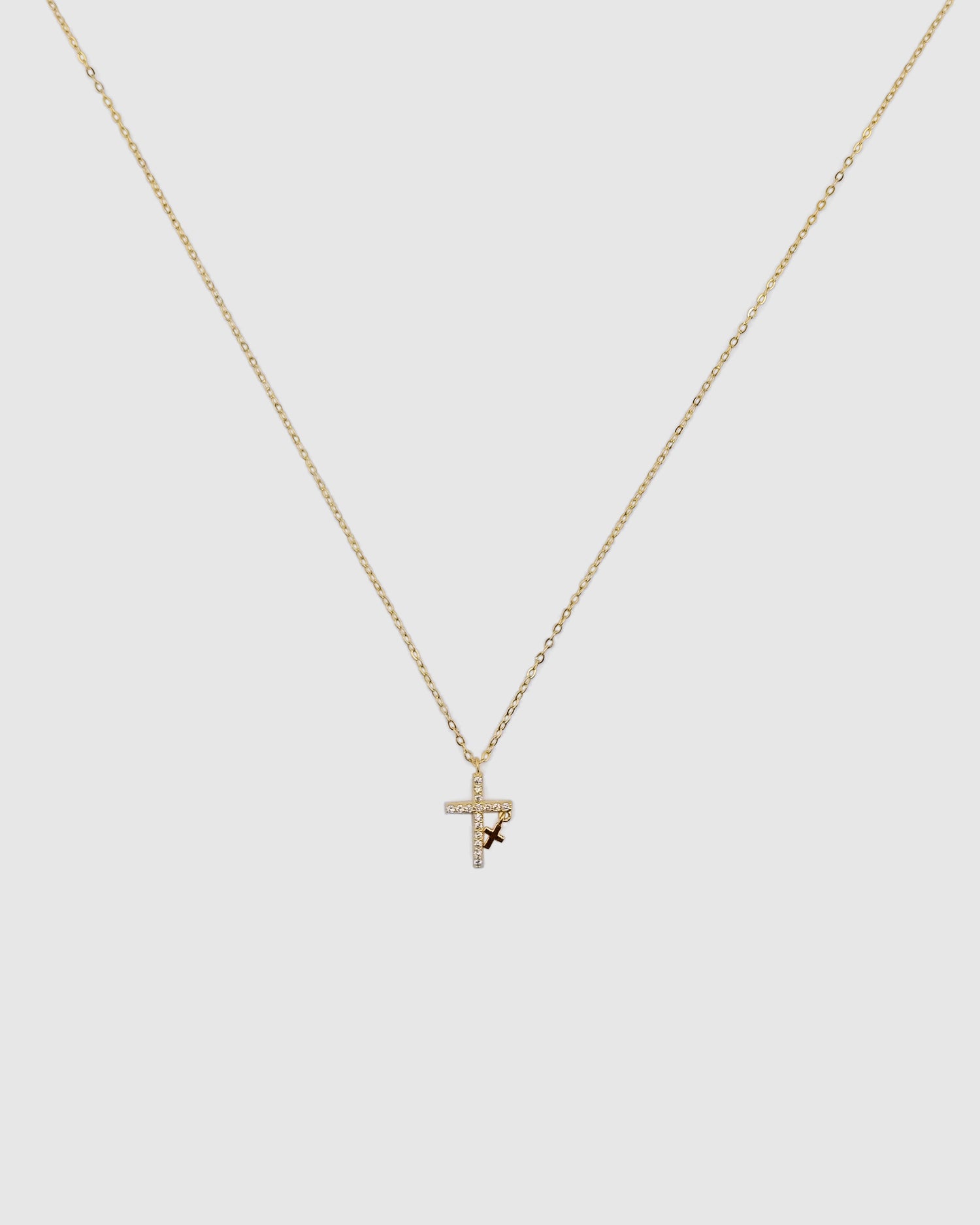 Izoa Double Cross Necklace Gold