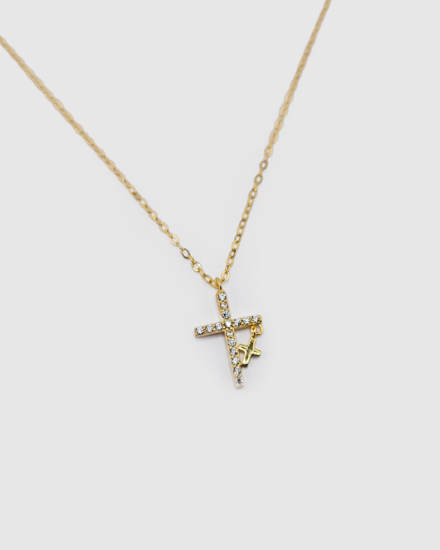 Izoa Double Cross Necklace Gold