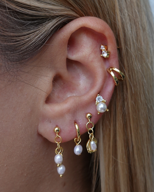 Izoa Elsa Drop Earrings Gold Freshwater Pearl