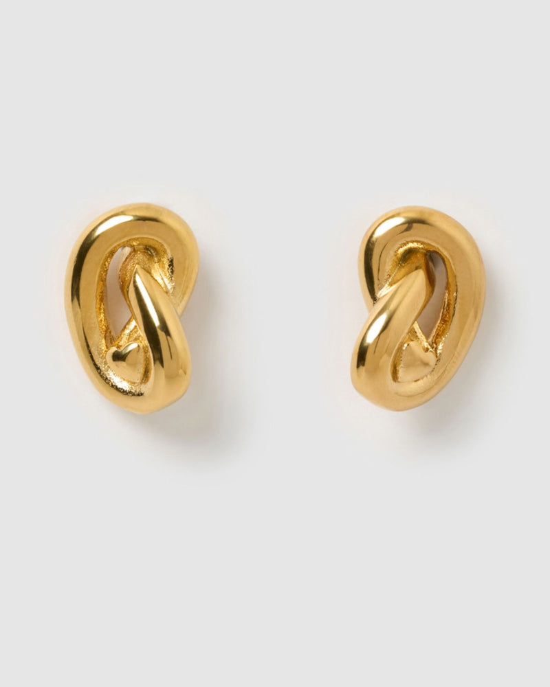 Izoa Eve Knot Stud Earrings Gold