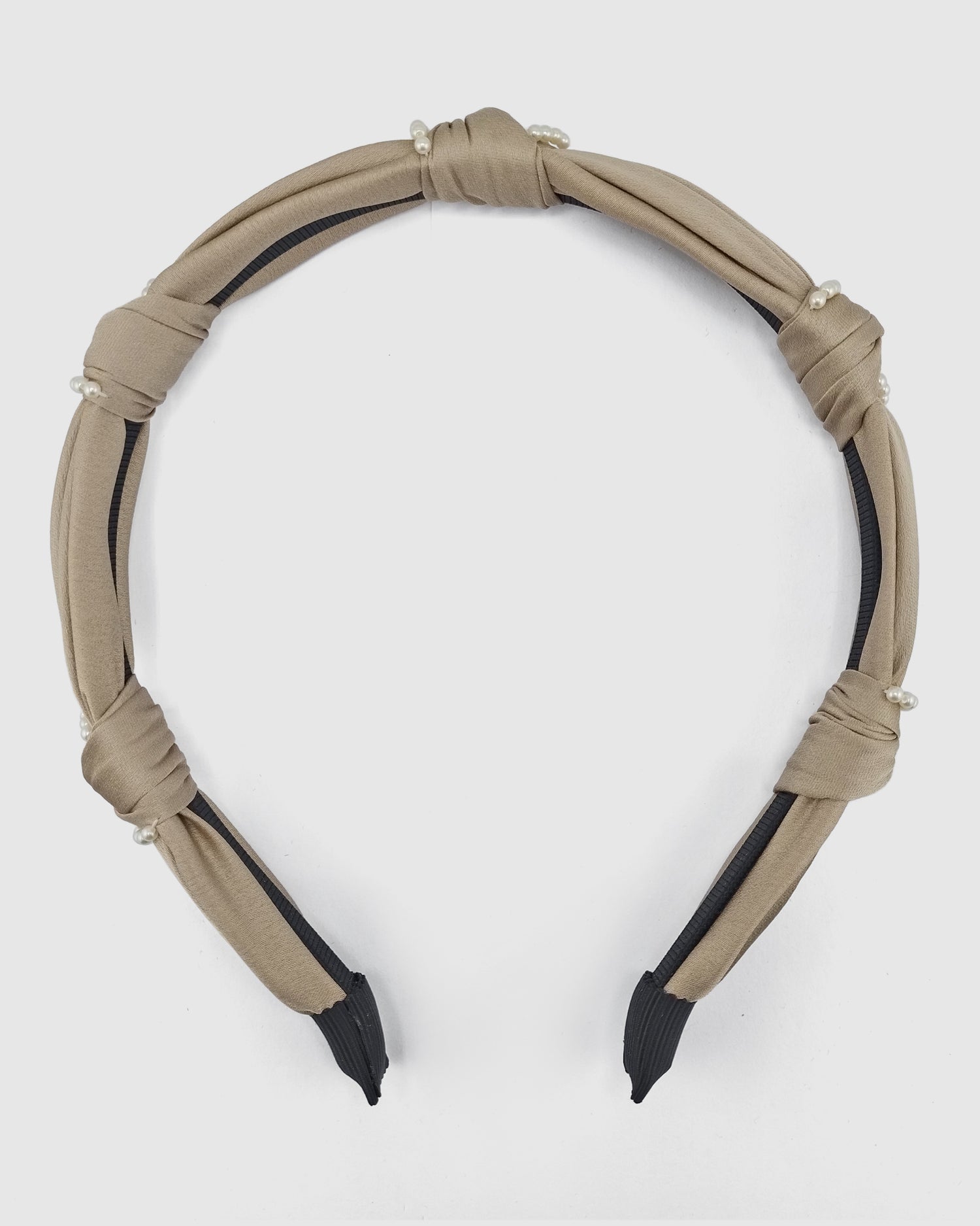 Izoa Natalie Pearl Headband Beige