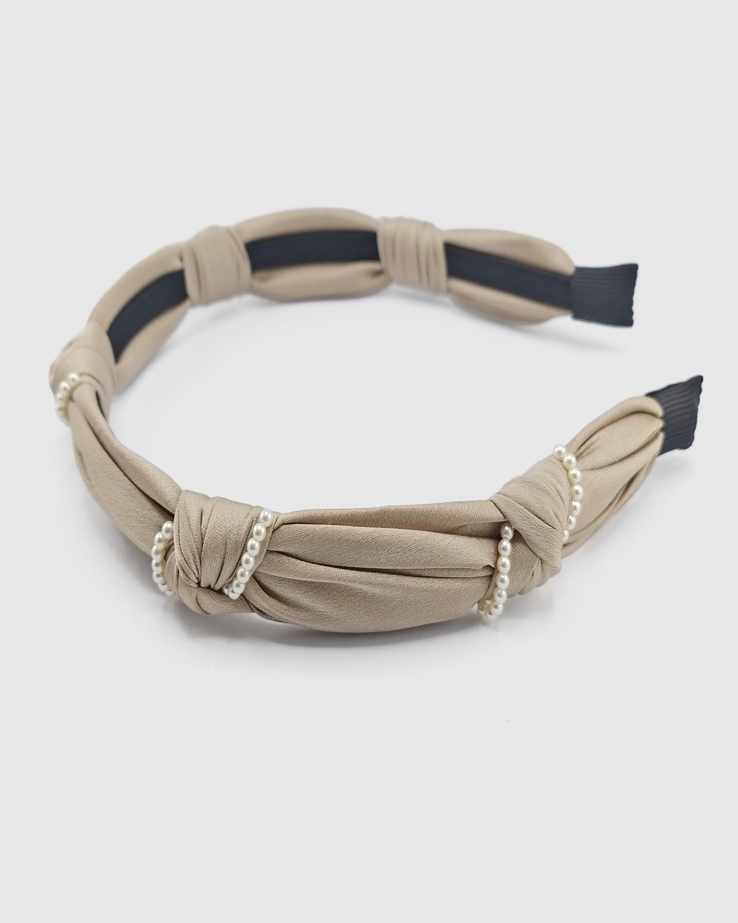 Izoa Natalie Pearl Headband Beige