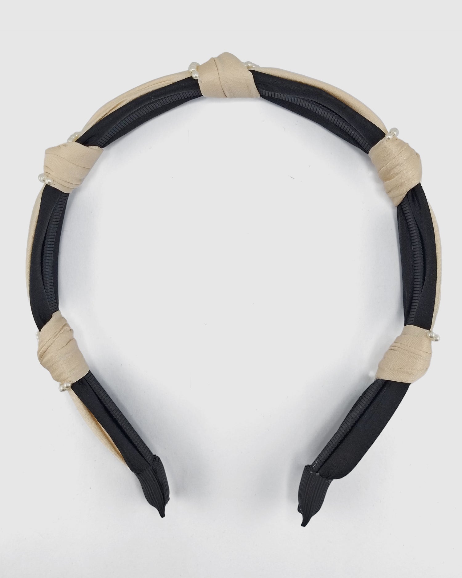 Izoa Natalie Pearl Headband Nude Black