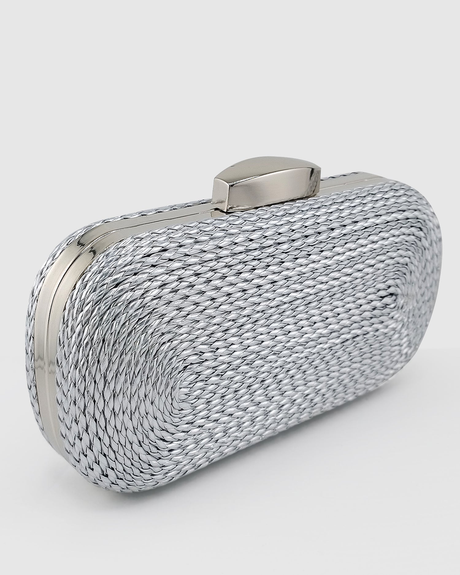 Izoa Helen Rope Detail Clutch in Silver