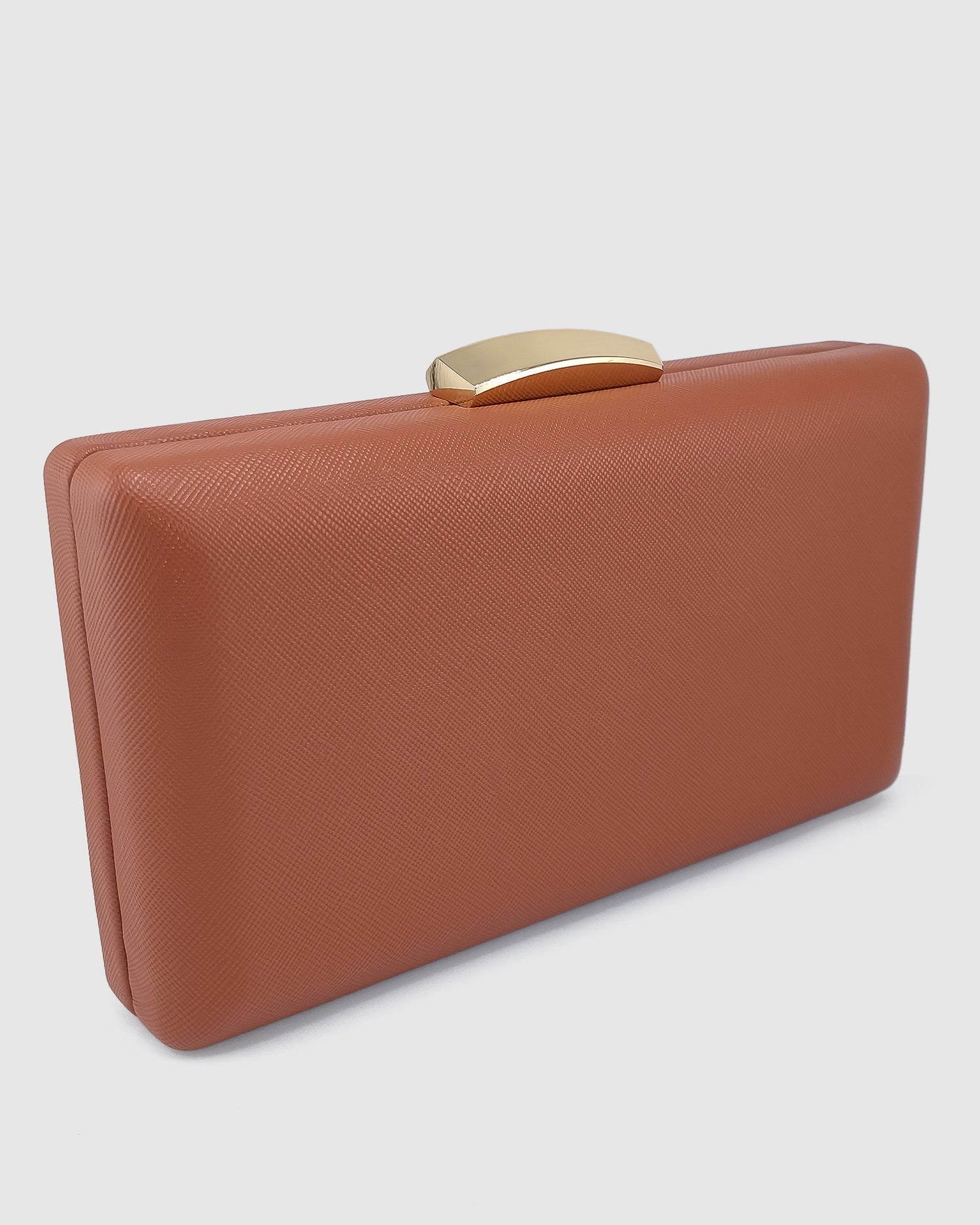 Izoa Bianca PU Leather Clutch in Cocoa