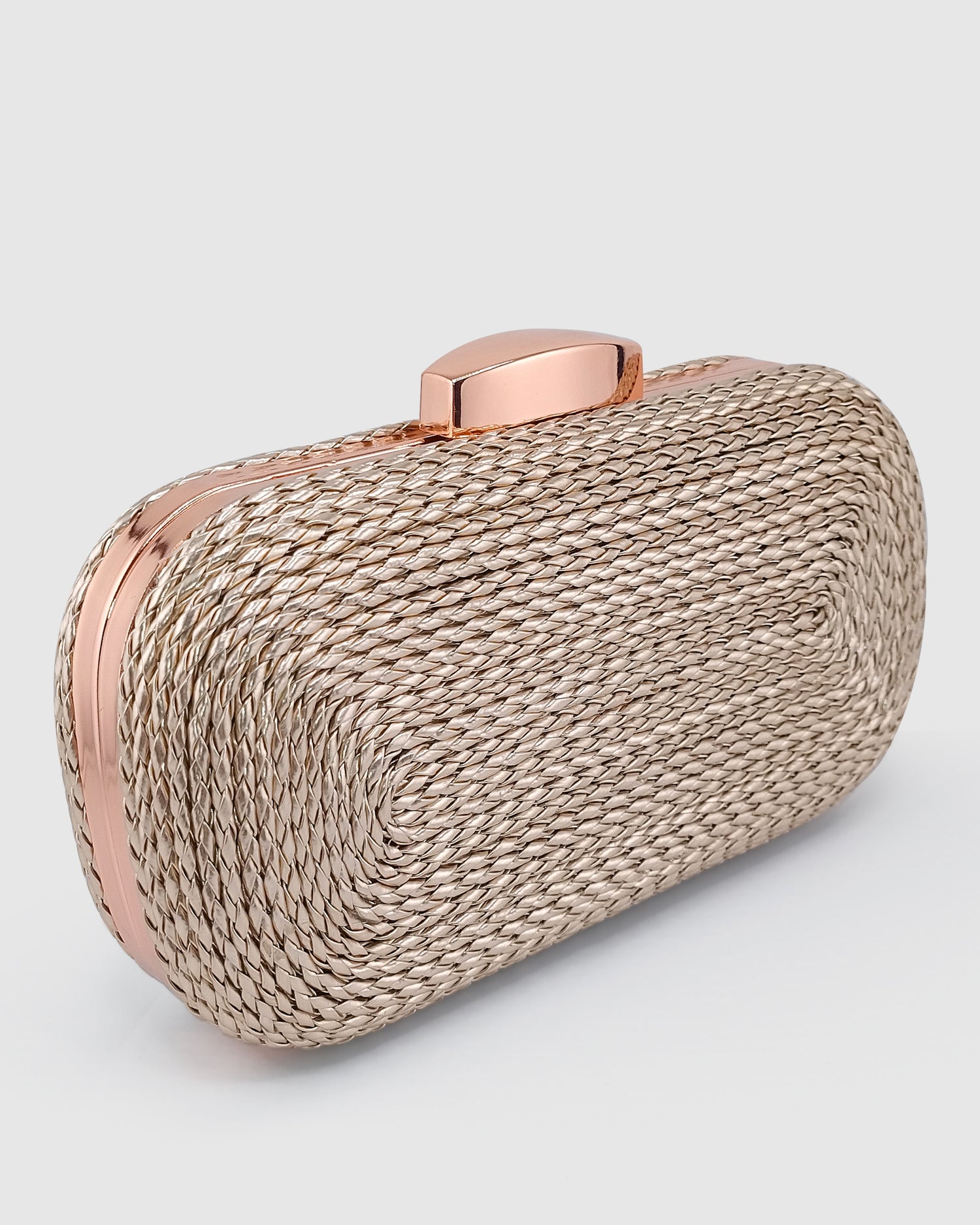 Izoa Helen Rope Detail Clutch in Rose Gold