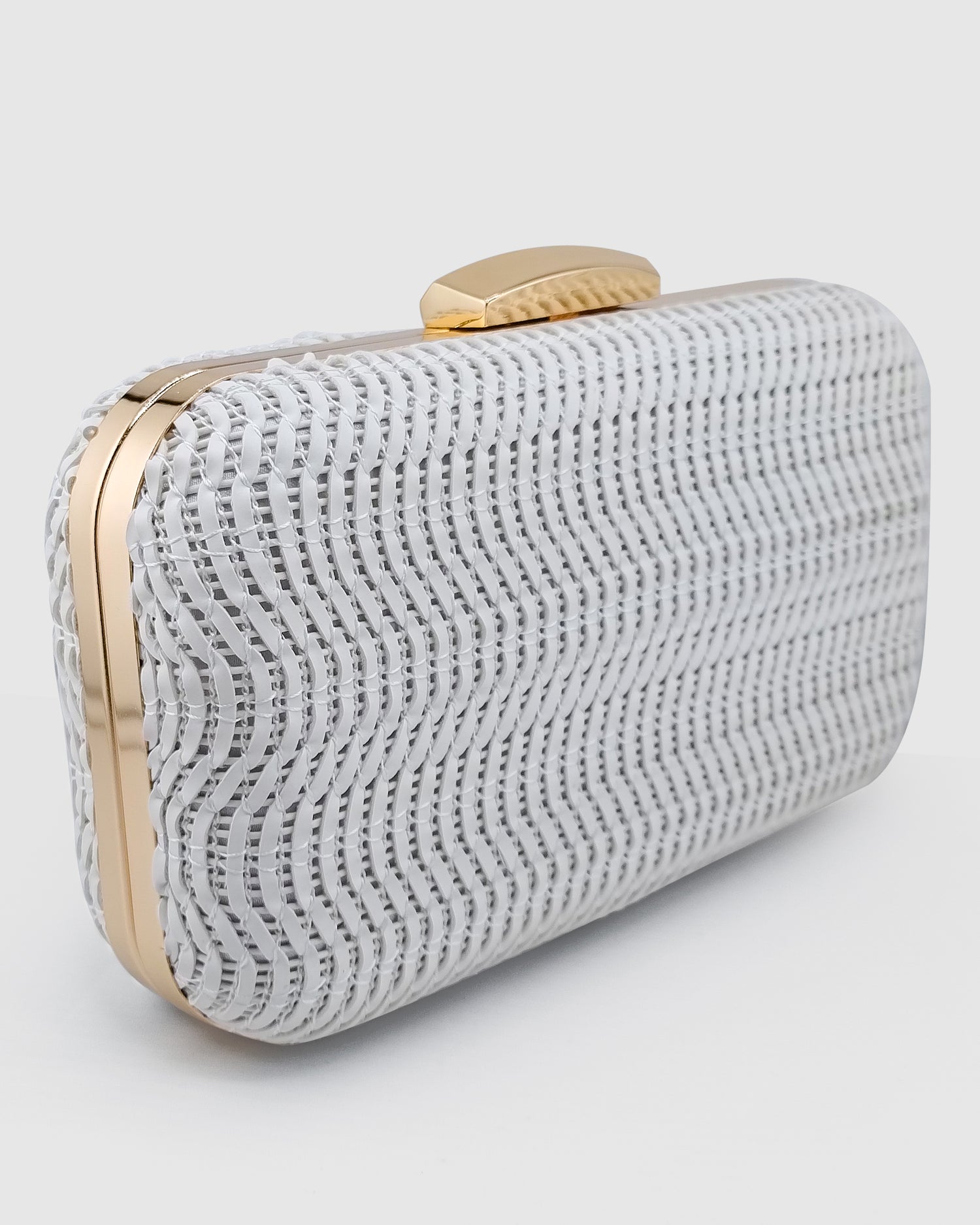 Izoa Sophia Woven Clutch in White