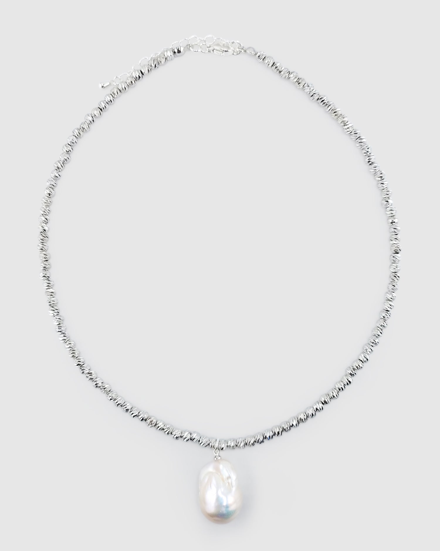 Izoa Odette Drop Pearl Necklace Silver