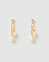 Izoa Elsa Drop Earrings Gold Freshwater Pearl