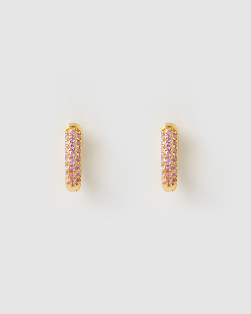 Izoa Coco Huggie Earrings Pink