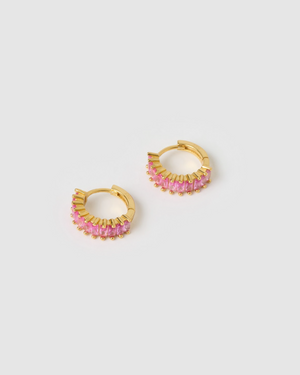 Izoa Celine Huggie Earrings Hot Pink