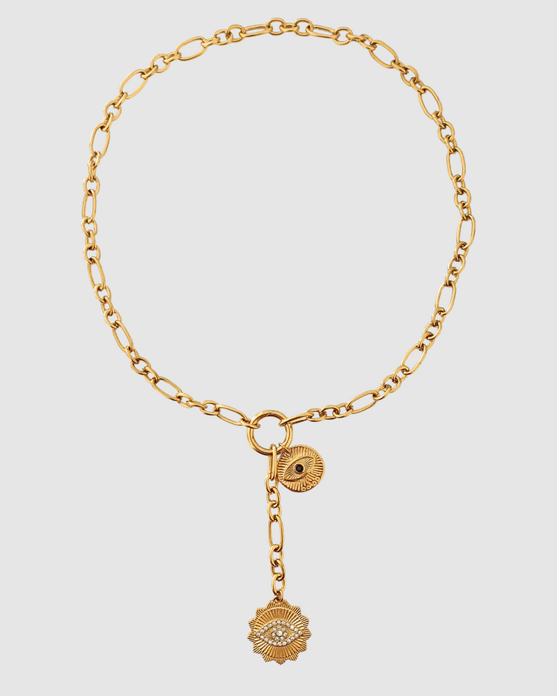Izoa Isabella Eye Pendant Necklace Gold