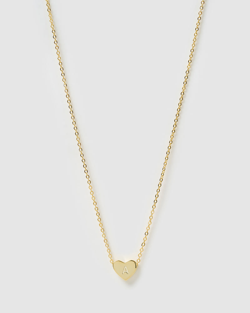 Izoa Kids Heart Alphabet Letter A Necklace Gold