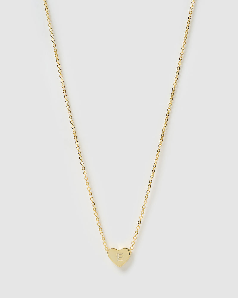 Izoa Kids Heart Alphabet Letter E Necklace Gold