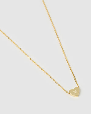 Izoa Kids Heart Alphabet Letter M Necklace Gold