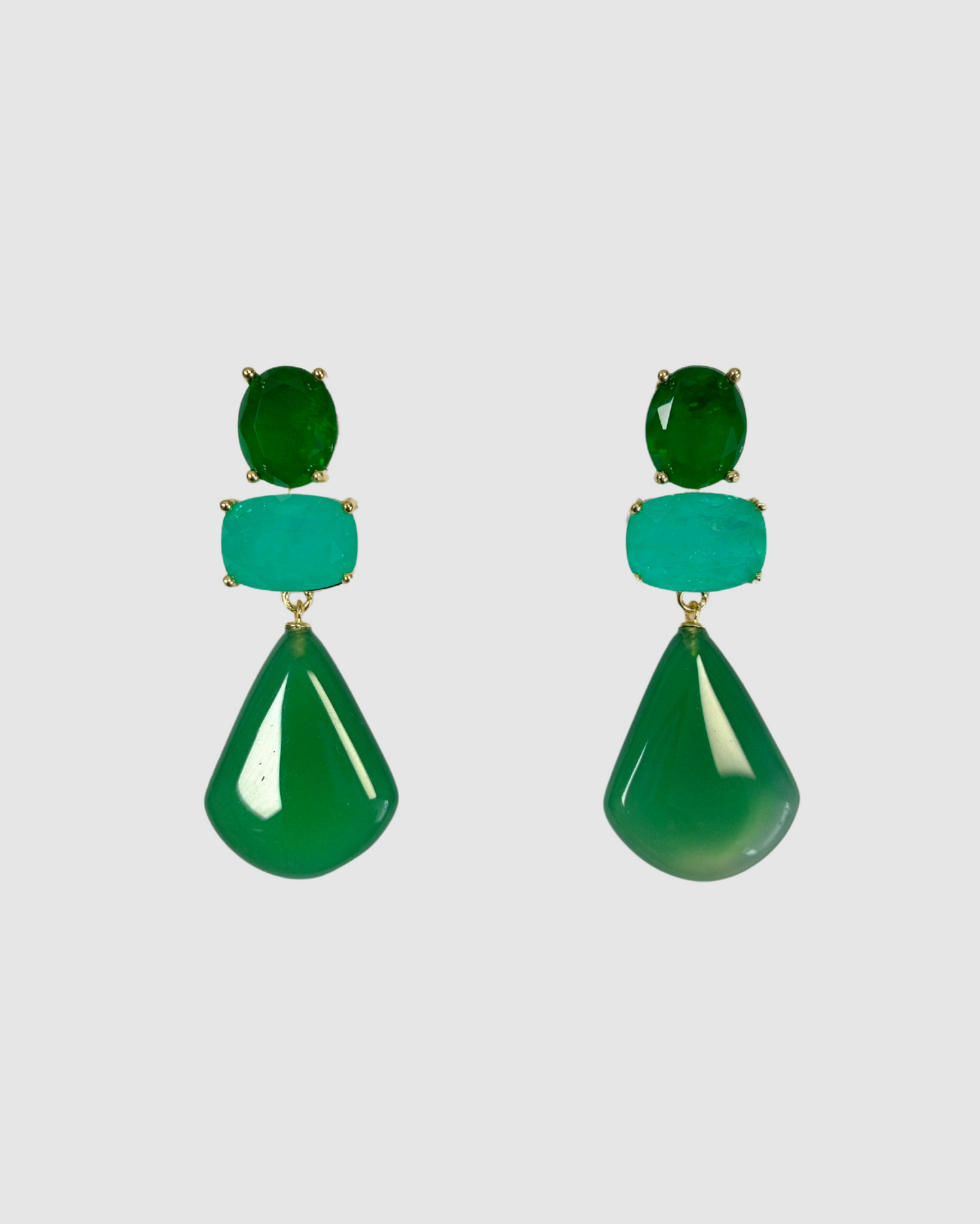 Izoa Lirae Earrings Green Agate