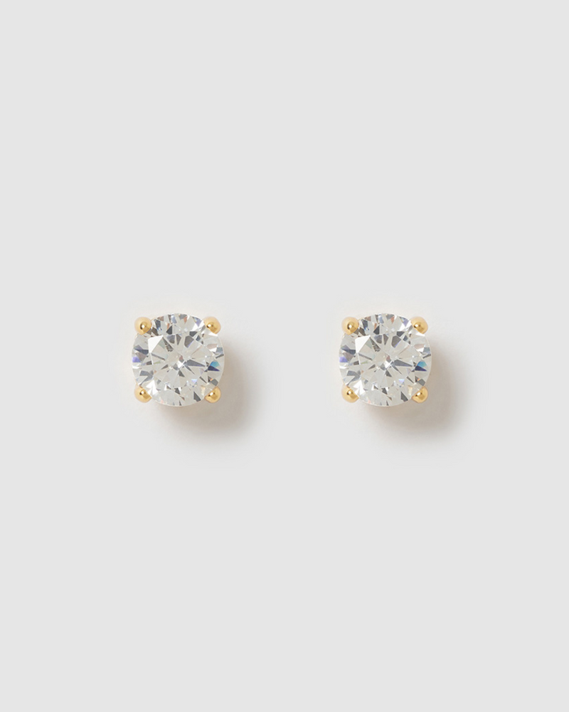 Single white stone gold earrings deals