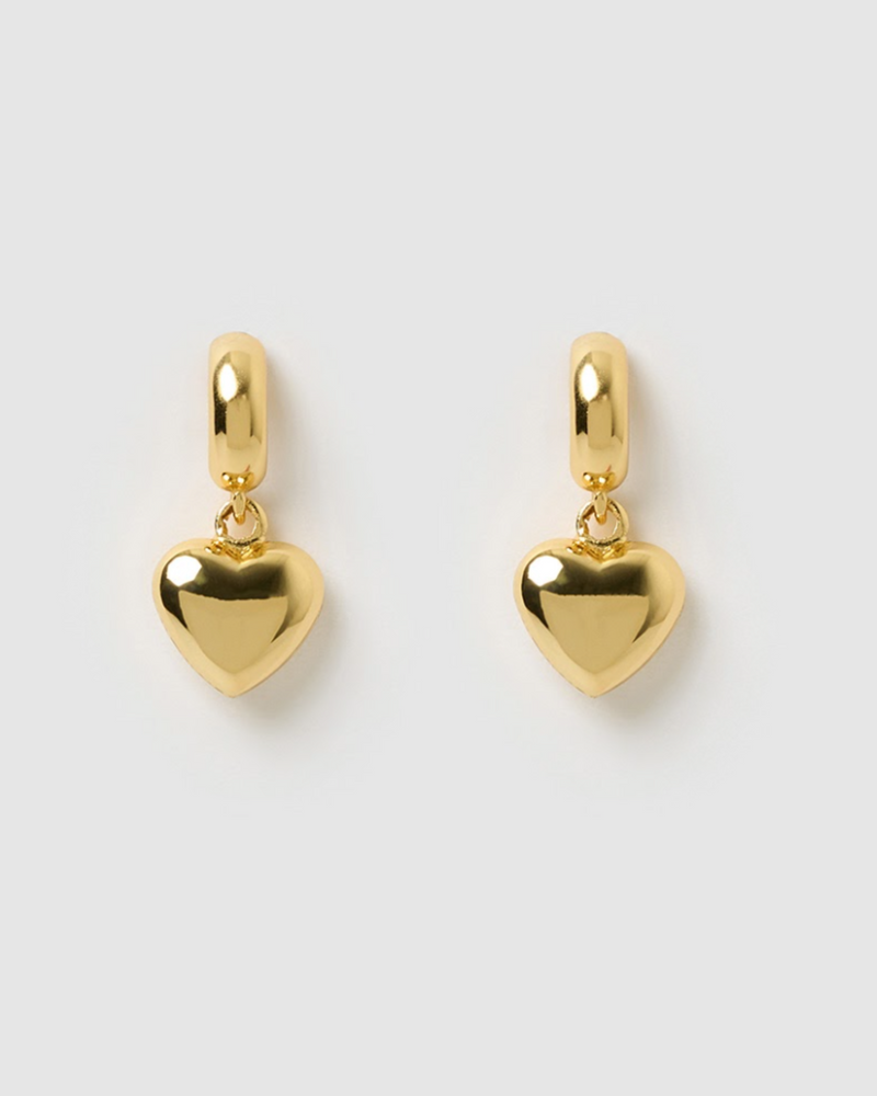 Izoa Penny Heart Stud Earrings Gold