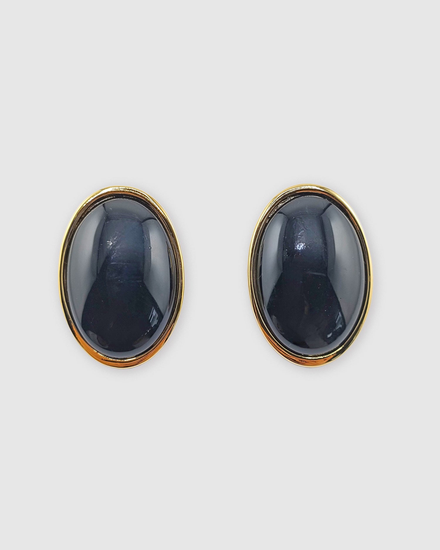 Izoa Renna Statement Stud Earrings Gold Black