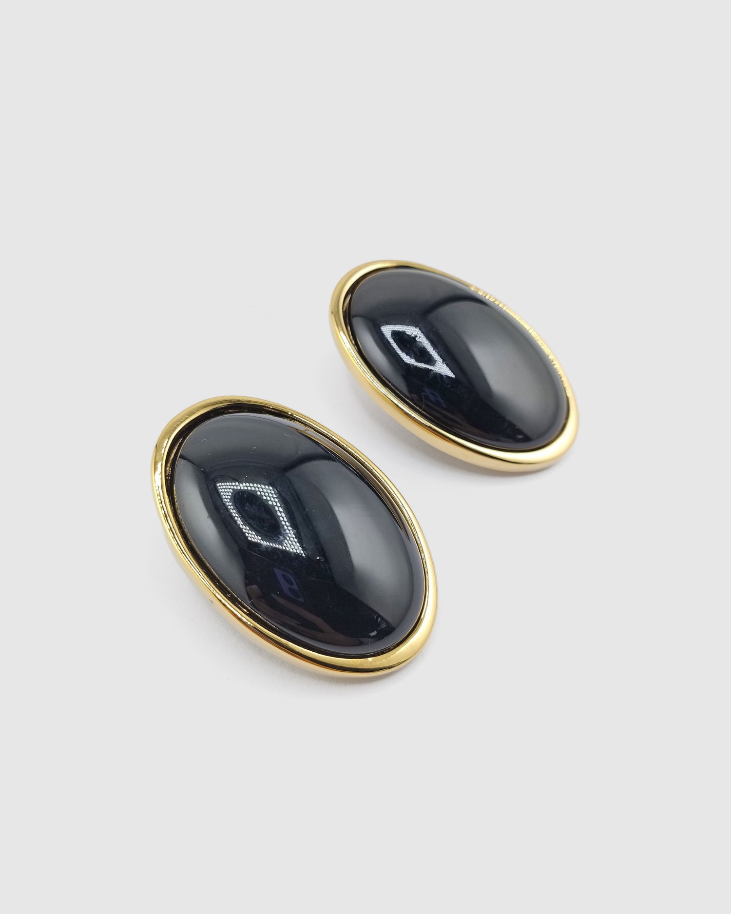 Izoa Renna Statement Stud Earrings Gold Black