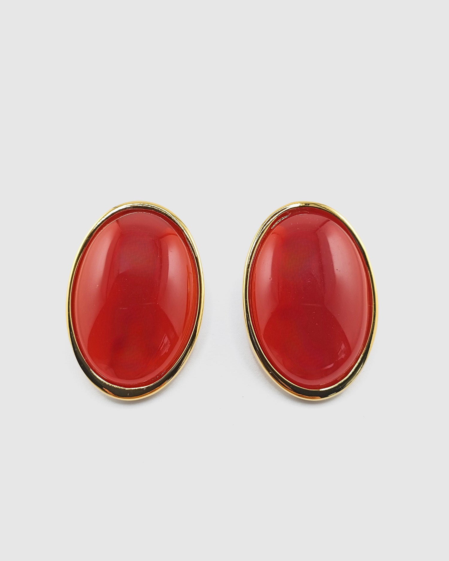 Izoa Renna Statement Stud Earrings Gold Red
