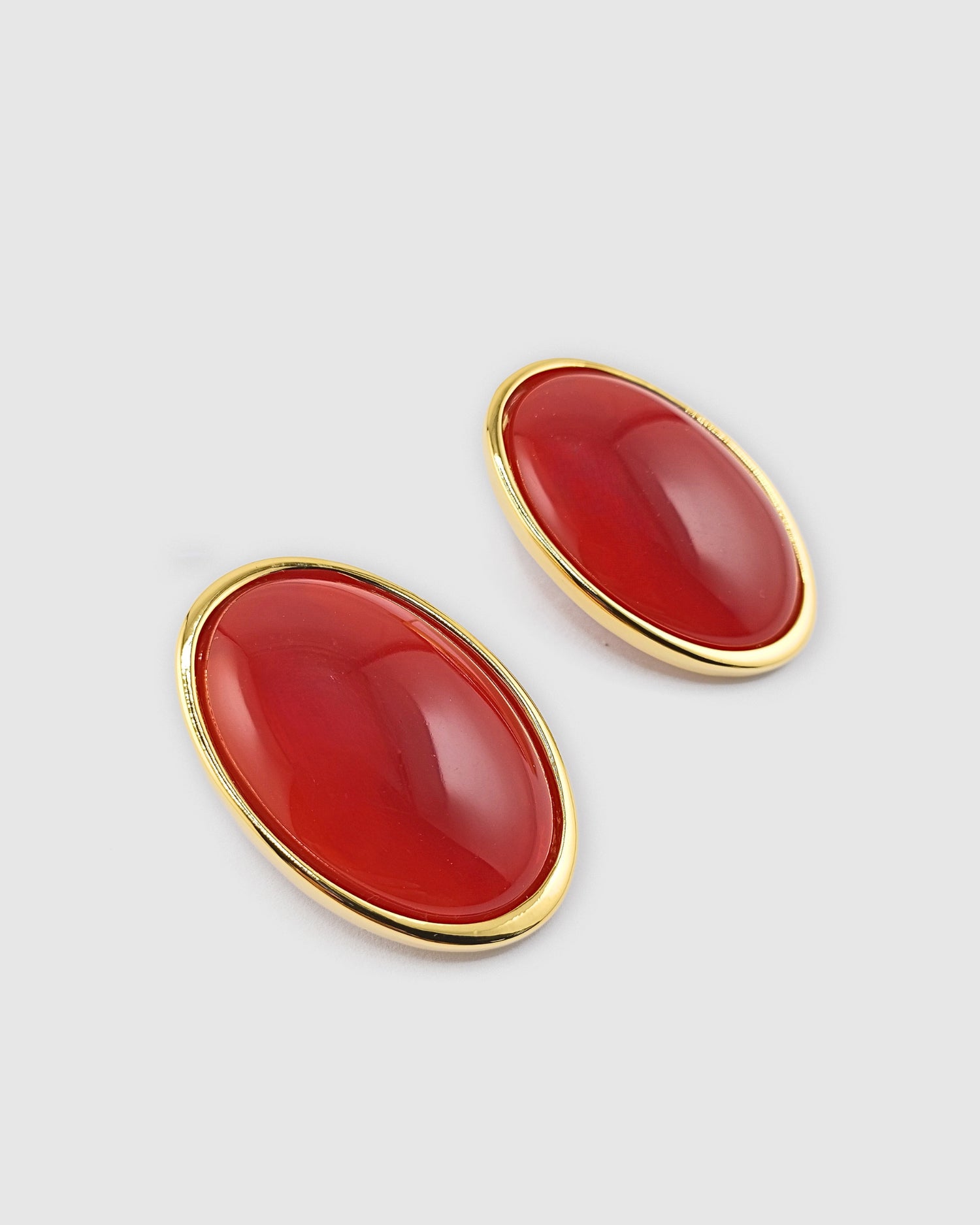 Izoa Renna Statement Stud Earrings Gold Red