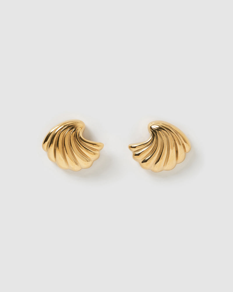 Izoa Shelly Stud Earrings Gold