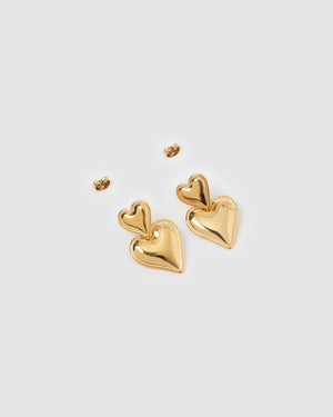 Izoa Tana Heart Stud Earrings Gold