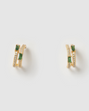 Izoa Nix Mini Hoop Earrings Gold Green