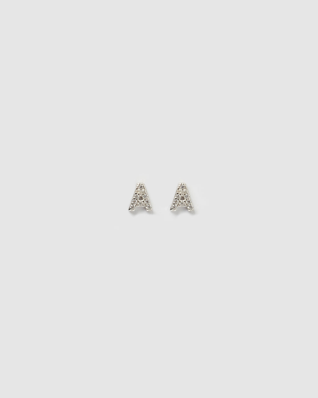 Izoa Alphabet Mini Letter A Stud Earrings Silver