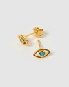 Izoa Felicia Evil Eye Stud Earrings Gold Blue