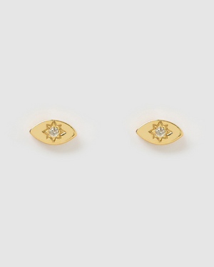 Izoa Abby Stud Earrings Gold
