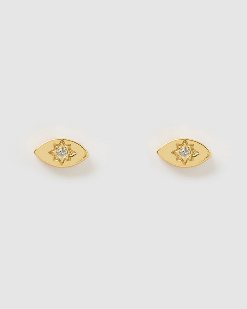Izoa Abby Stud Earrings Gold