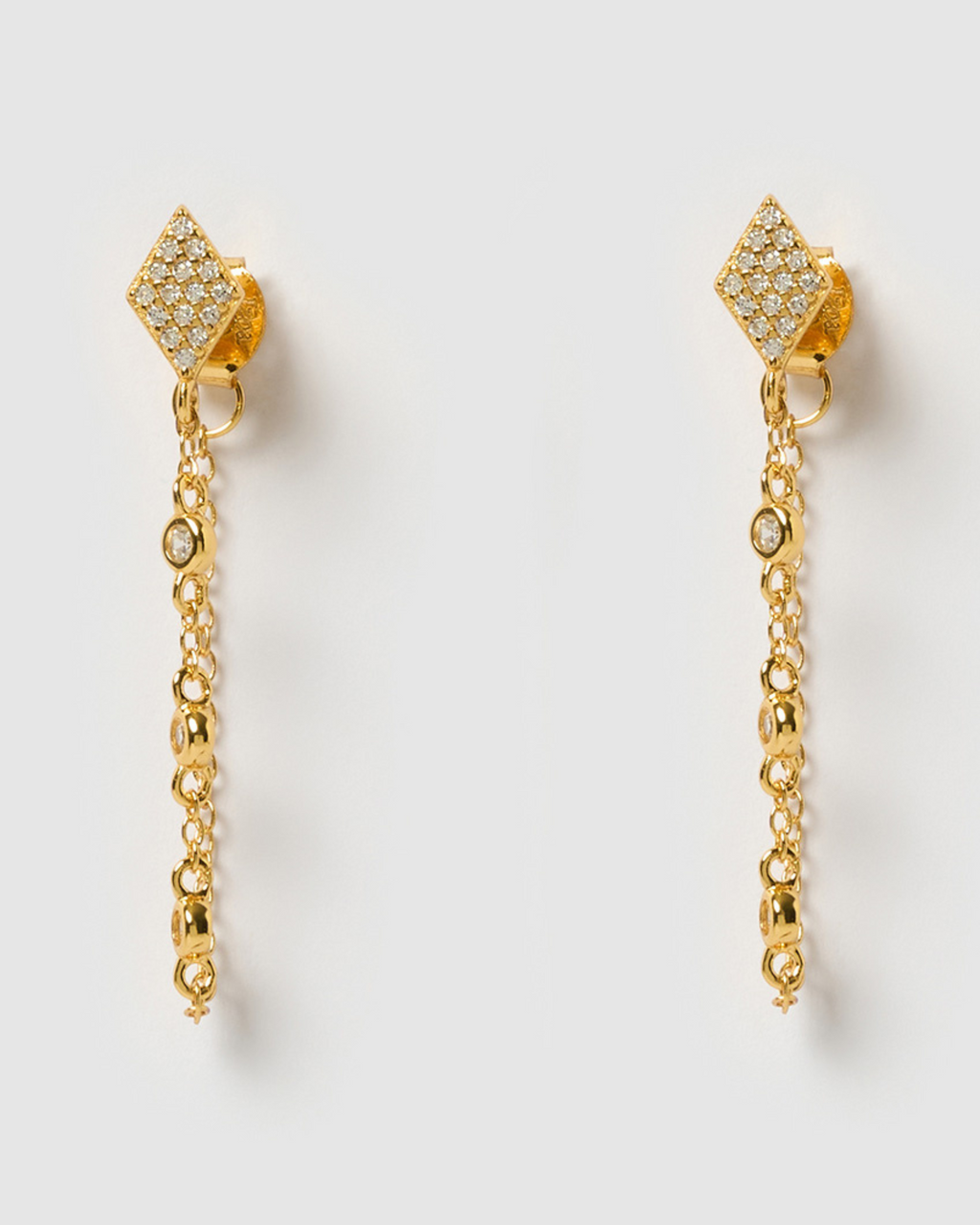 Izoa Lyra Drop Stud Earrings Gold