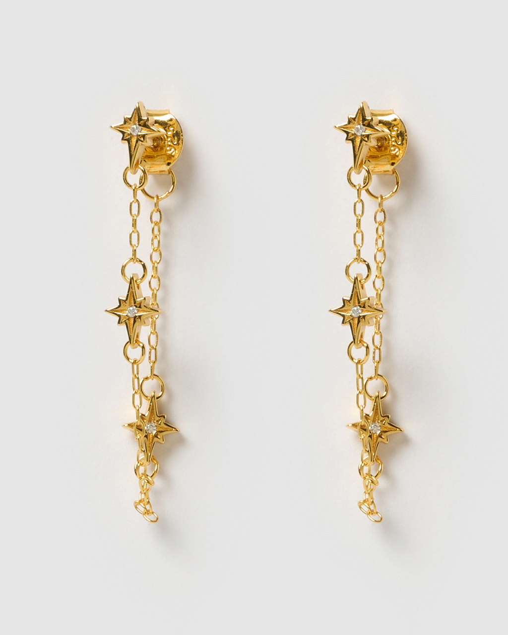 Izoa Tori Drop Stud Earrings Gold