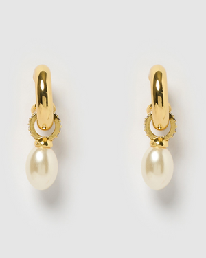 Izoa Alina Earrings Gold Freshwater Pearl
