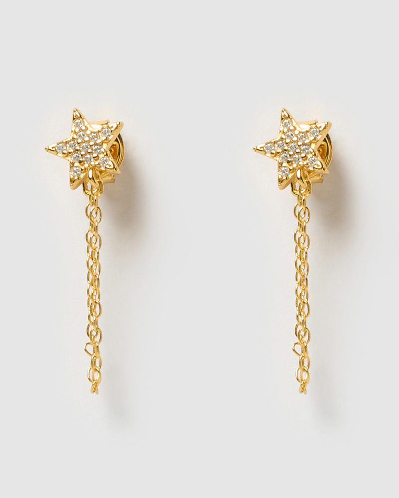 Izoa Ashy Drop Stud Earrings Gold