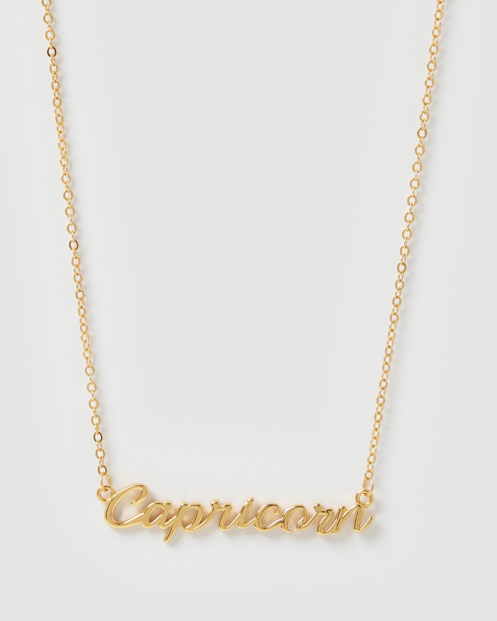 Izoa Capricorn Written Star Sign Necklace Gold