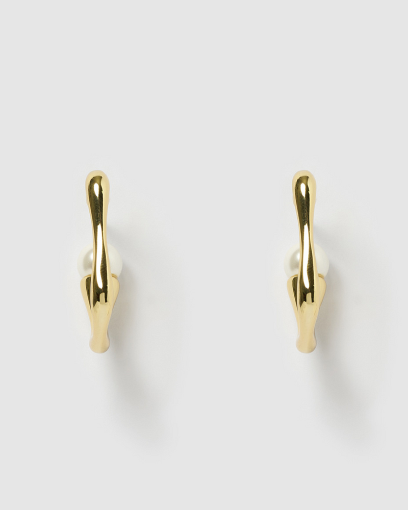 Izoa Brielle Earrings Gold Freshwater Pearl