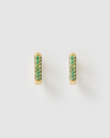 Izoa Kaylee Huggie Earrings Gold Green