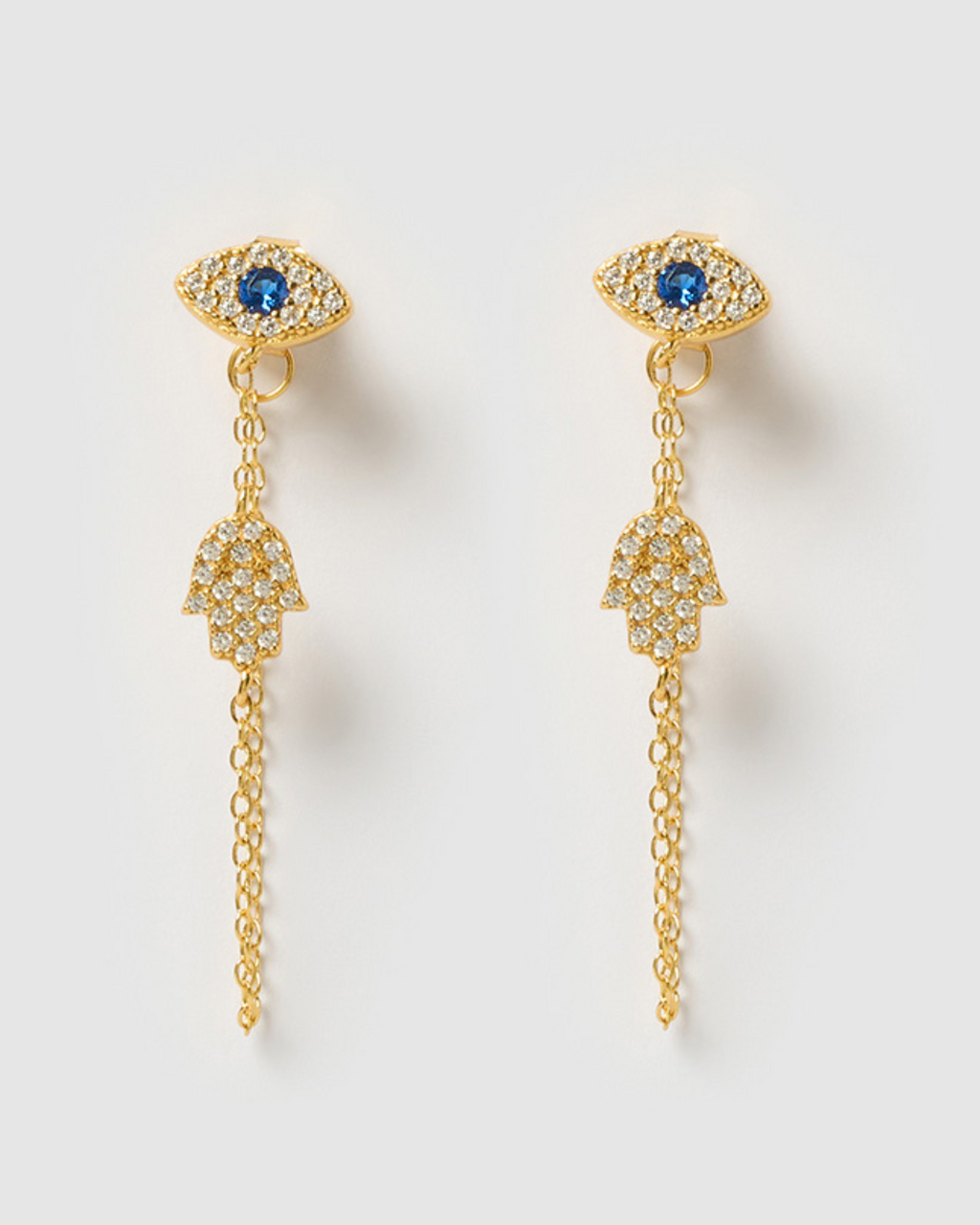 Izoa Davina Evil Eye Drop Stud Earrings Gold