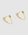 Izoa Natalie Drop Stud Earrings Gold