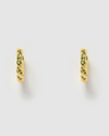 Izoa Angela Huggie Earrings Gold Green