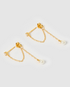 Izoa Nicole Drop Stud Earrings Gold