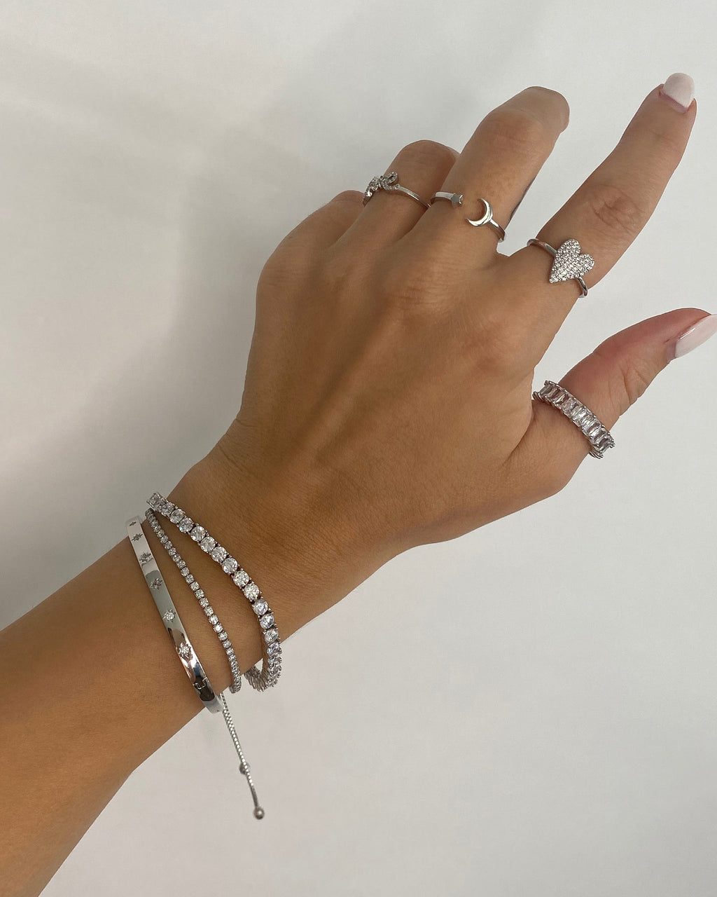 Izoa Silver Crystal Tennis Bracelet