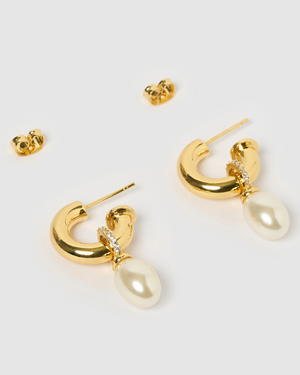 Izoa Alina Earrings Gold Freshwater Pearl