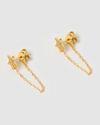 Izoa Ashy Drop Stud Earrings Gold